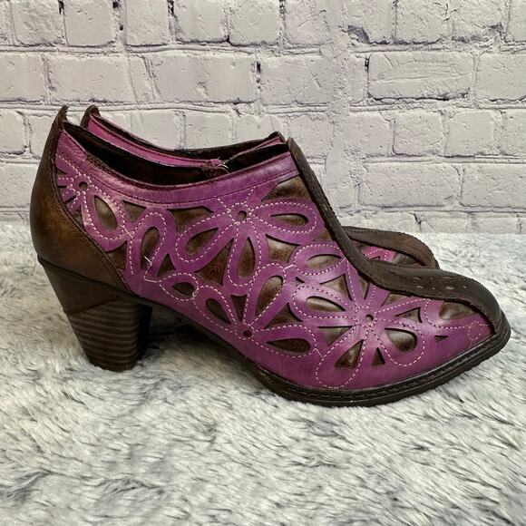 L'Artiste Shoes - Spring Step By L'Artiste Arabella Leather Ankle Boots Purple Brown Size 39 US 8